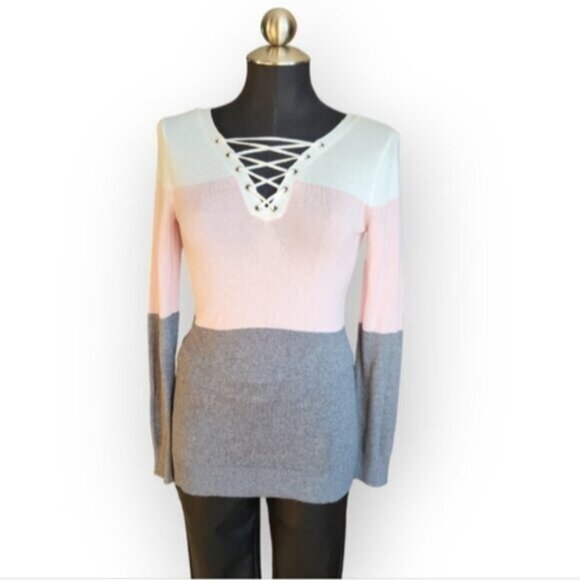 RICKI’S Pink Colour Block Sweater Sz Small - Picture 4 of 4